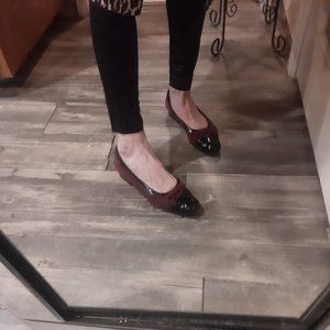 Vaneli Black Burgundy Leather Flats